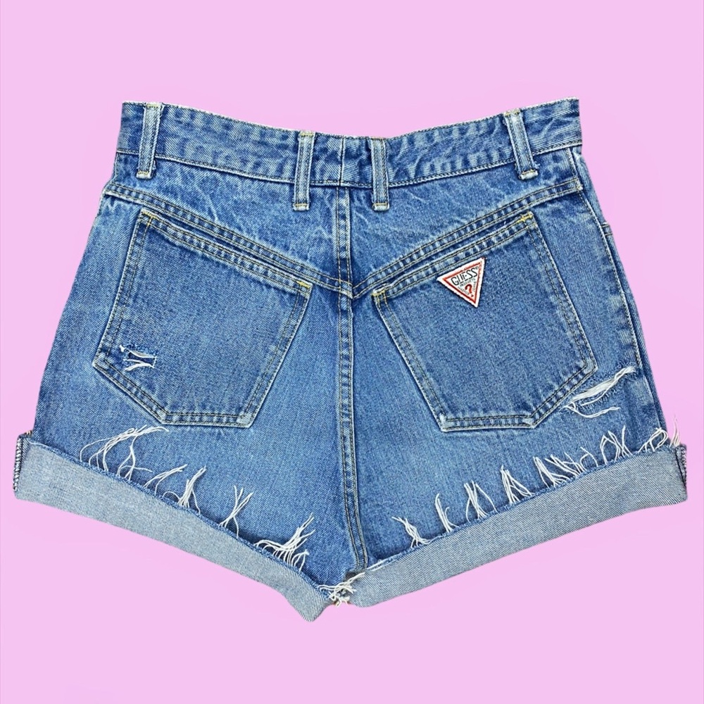 Vintage Guess High Waisted Distressed Cut Off Shorts Size 31